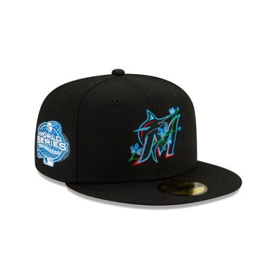 Sapca New Era Miami Marlins MLB Side Patch Bloom 59FIFTY Fitted - Negrii